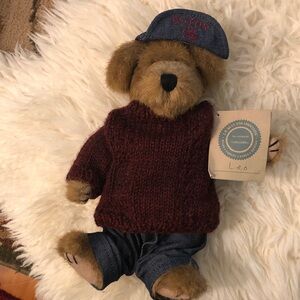 Boyds Bears Plush Bear in Burgundy Sweater & Denim Hat